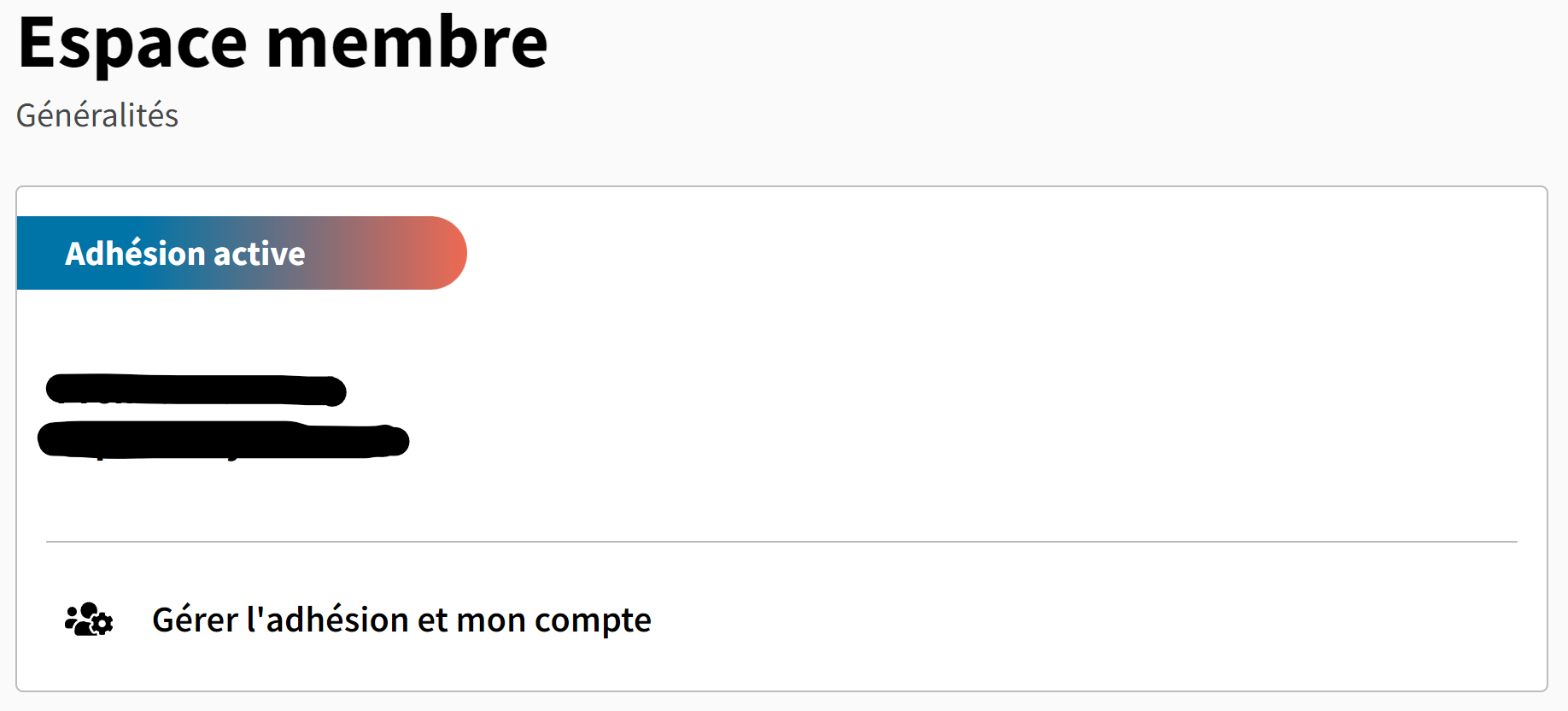 Compte gestion adhésion