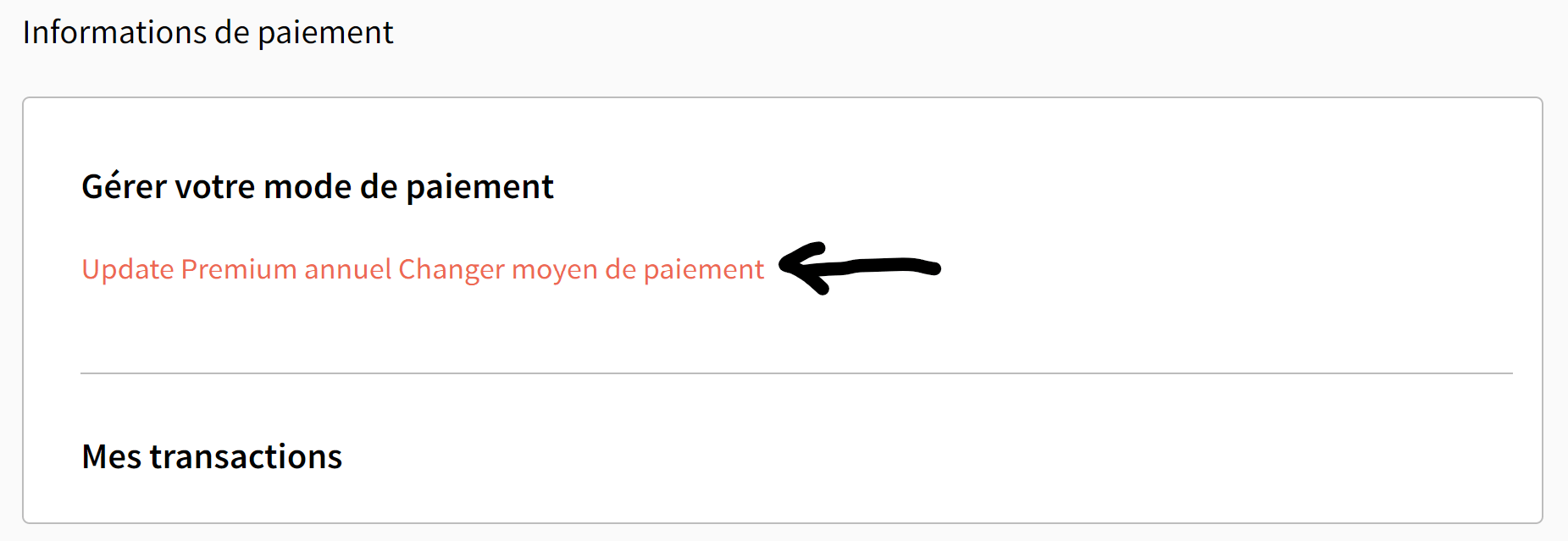 Changer moyen de paiement